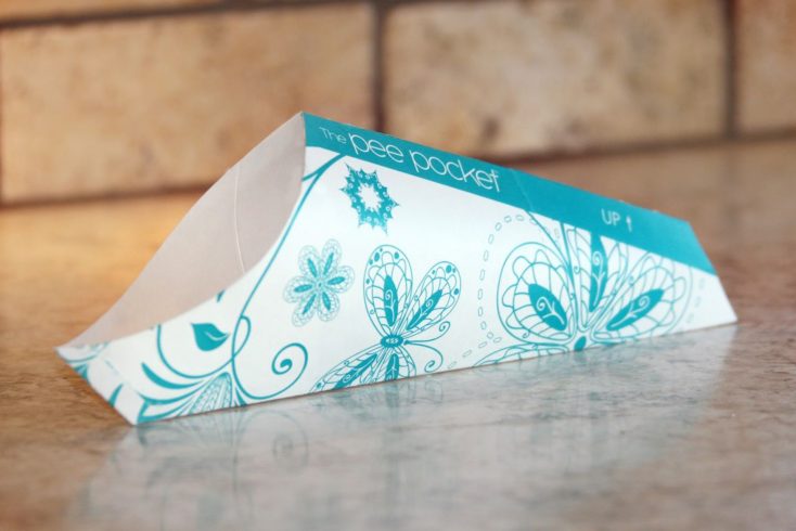 Close-up of The Pee Pocket disposable urination funnel